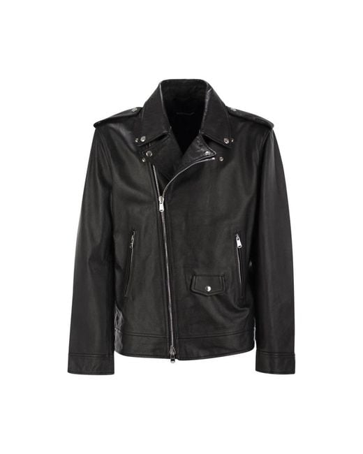 Dondup Black Leather Jackets for men