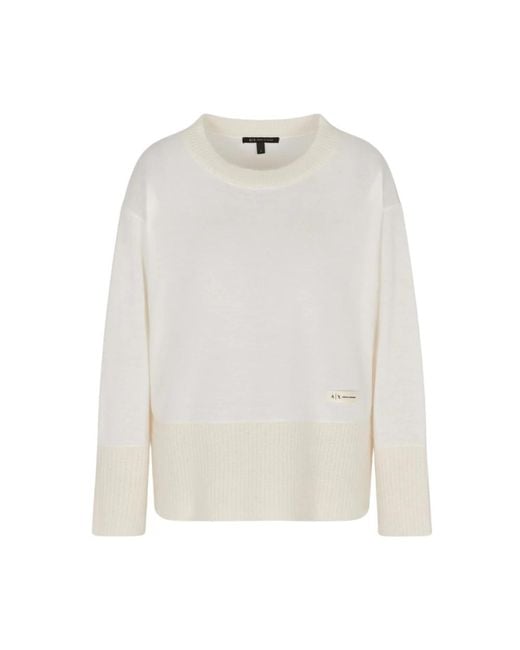 Round-Neck Knitwear di ARMANI EXCHANGE in White