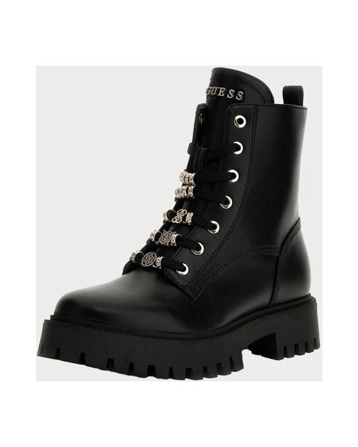 Guess Black Lace-Up Boots