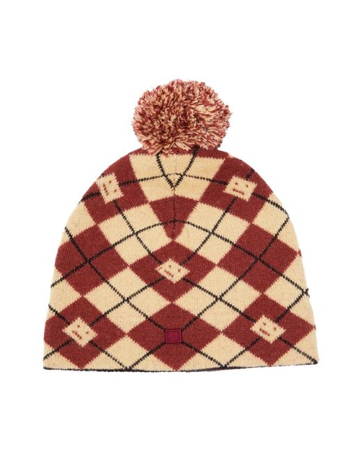 Acne Accessoires ,Veelkleurig ,Wol Argyle Face Beanie Muts in het Red voor heren