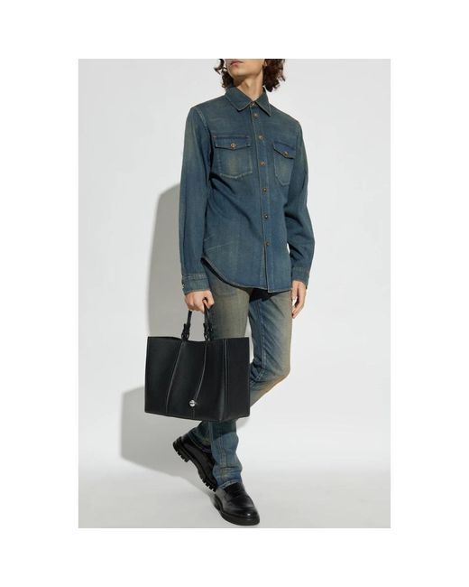 Versace Overhemden ,Blauw ,Denim Denim Shirt in het Blue voor heren