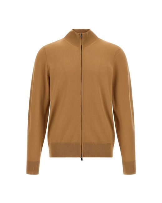 HUGO High-Neck Zip Cardigan in het Brown voor heren