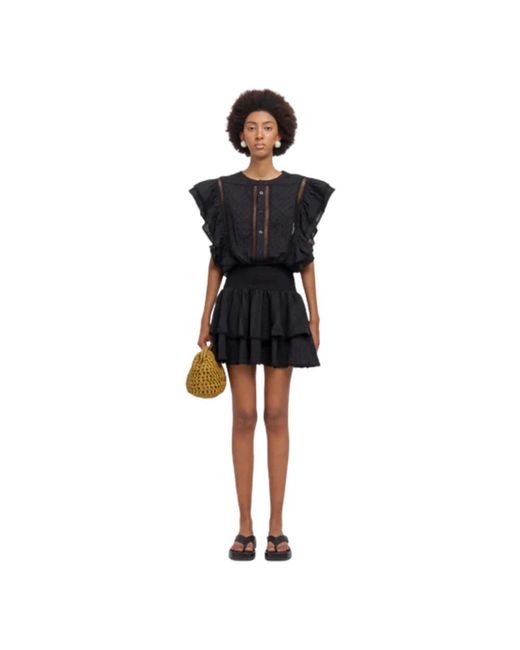 WEILI ZHENG Black Short Dresses