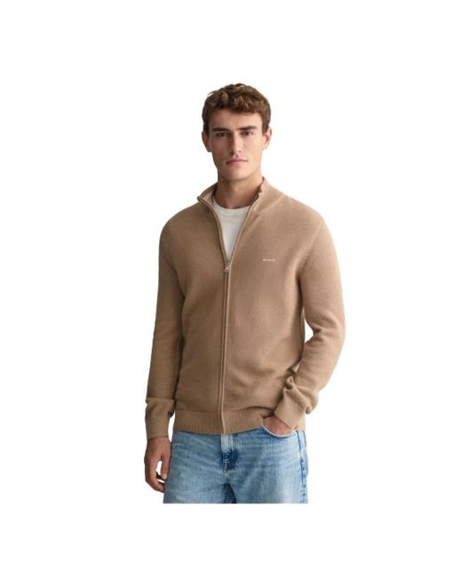 Gant Truien & Vesten ,Bruin ,Katoen Gilet Met Ritssluiting in het Brown voor heren