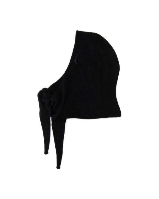 Ganni Black Schwarze Wollmischung Stretch Beanie Kapuze