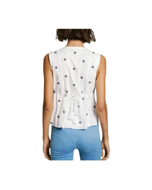 Pepe Jeans White Sleeveless Tops