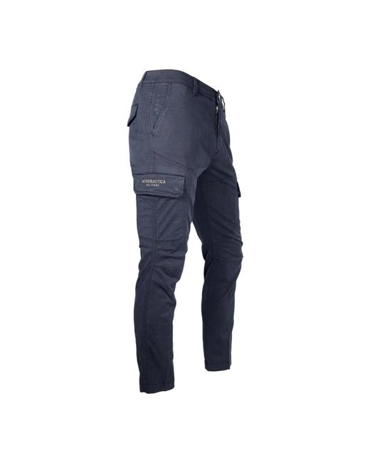 Aeronautica Militare Blue Slim-Fit Trousers for men