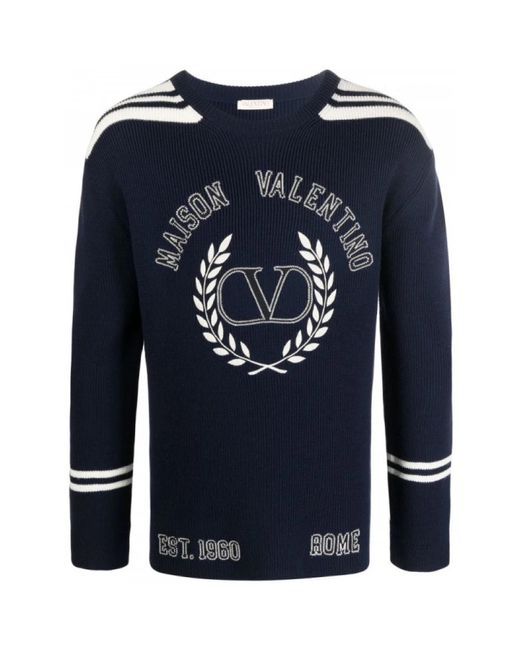 Valentino Logo-bestickter pullover mit vlogo-motiv in Blue für Herren