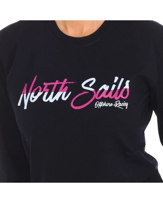 North Sails Hoodies & Sweatvesten ,Blauw ,Katoen Geribbelde Ronde Hals Sweater in het Black