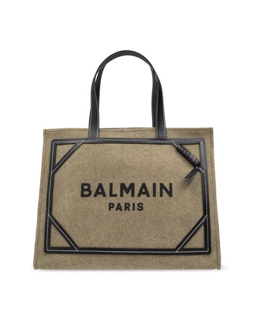 Borsa shopper con logo di Balmain in Metallic