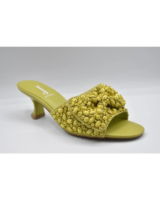 Jeannot Yellow Heeled Mules