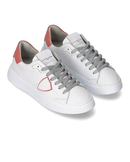 Philippe Model Schoenen ,Wit ,Leer Sneakers Temple Tennis in het Gray