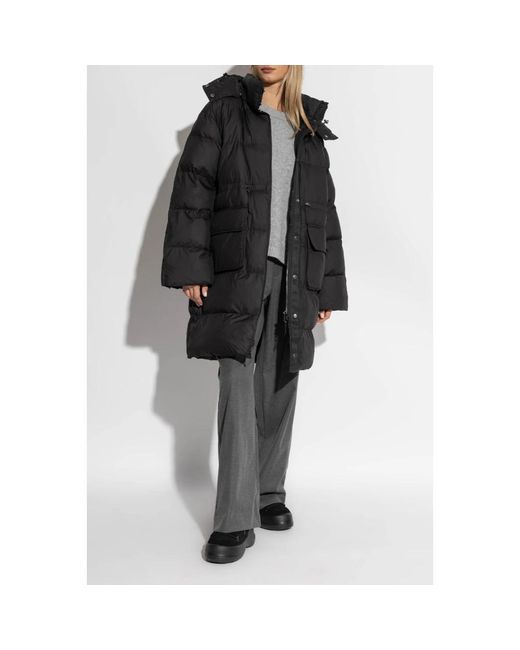 Samsøe & Samsøe Jassen ,Zwart ,Leer Padded Jacket Sahanna in het Black