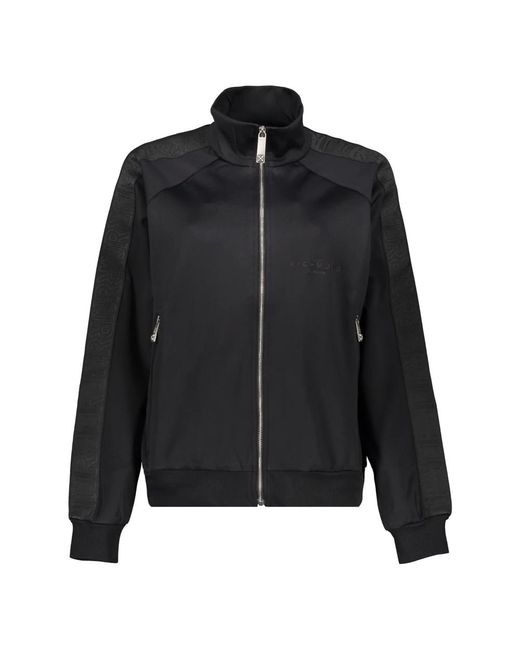 John Richmond Hoodies & Sweatvesten ,Zwart ,Katoen Logo Band Full Zip Hoodie in het Black