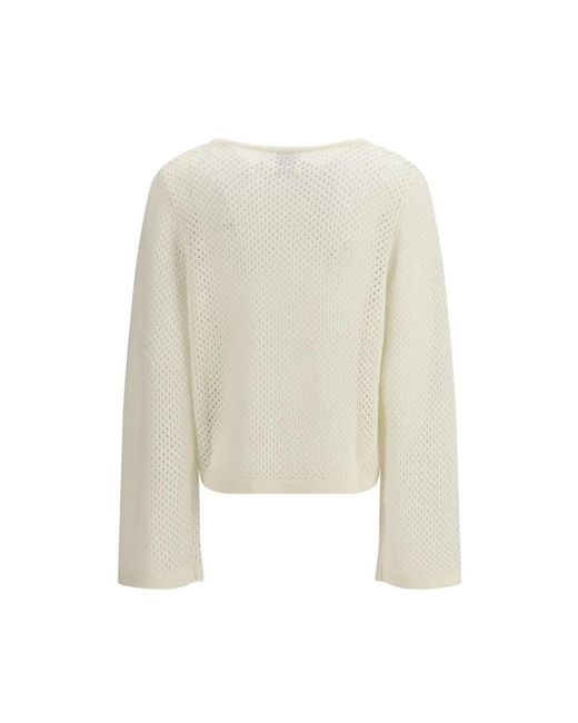 Allude White Round-Neck Knitwear