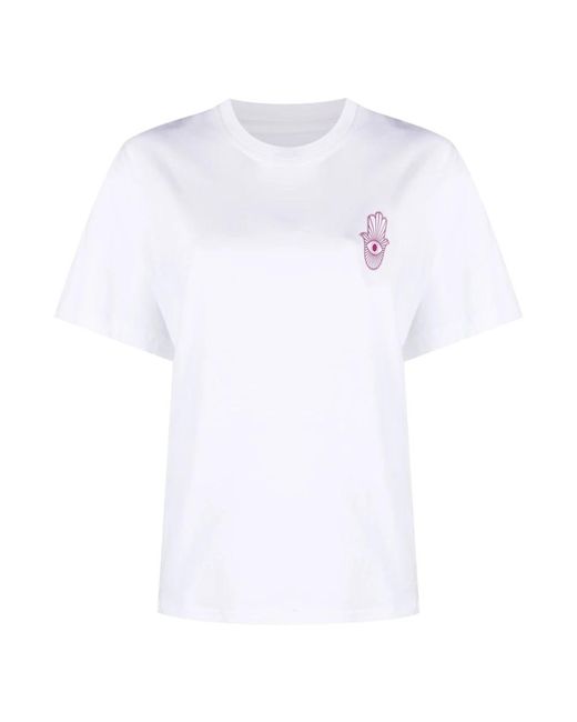 Stand Studio Tops ,Wit ,Katoen Casual T-Shirt Met Korte Mouwen, Wit in het White