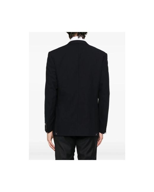 Canali Jassen ,Blauw ,Wol Blauwe Wol Twee-Knoop Jas in het Black voor heren
