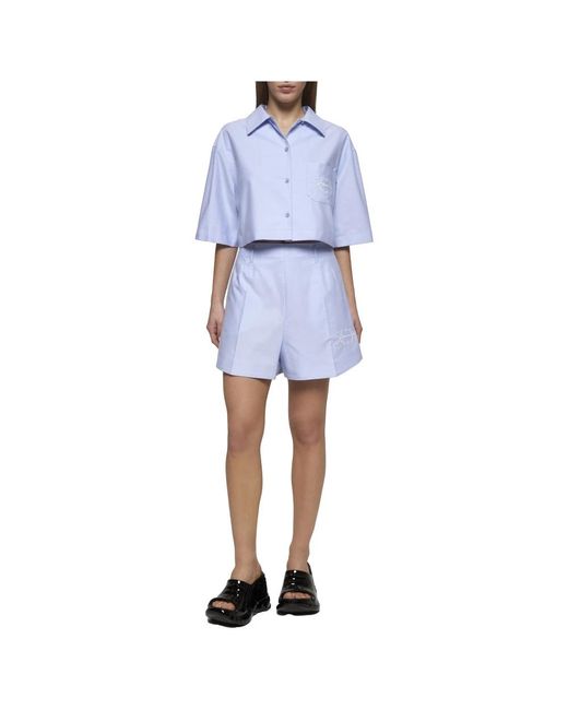 Givenchy Korte Broeken ,Blauw ,Katoen High Waist Medallion Geborduurde Shorts in het Blue