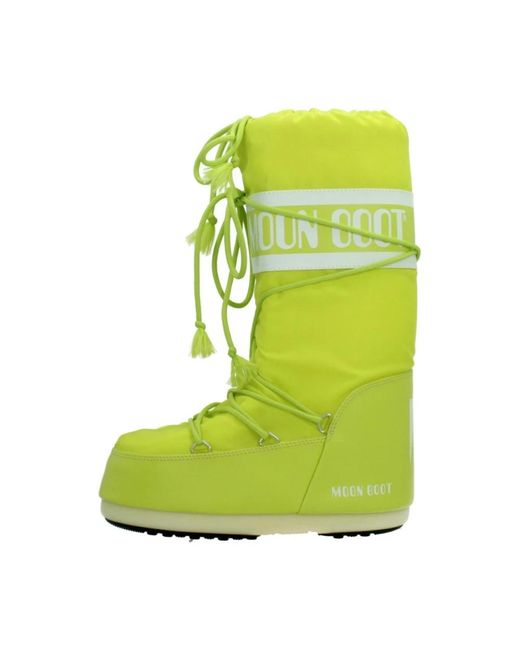Moon Boot Green Schwarze Nylon Winterstiefel