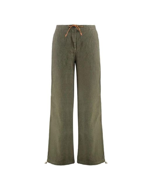 120% Lino Green Weite Leinenhose