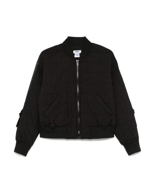 DKNY Jassen ,Zwart ,Polyester Gewatteerde Stack Logo Bomberjack in het Black