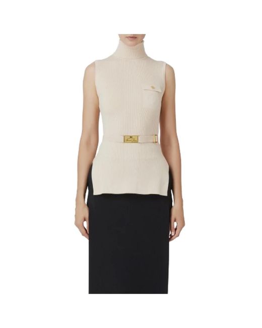 Elisabetta Franchi Natural Sleeveless Tops