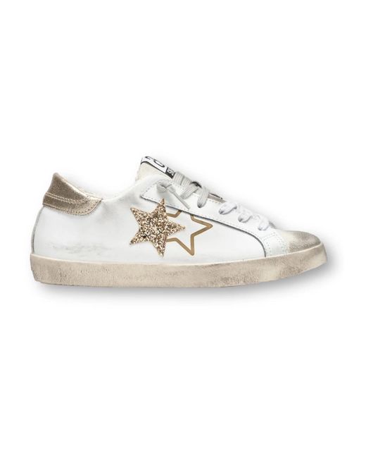 2 Star White Glitzer gold one star sneakers