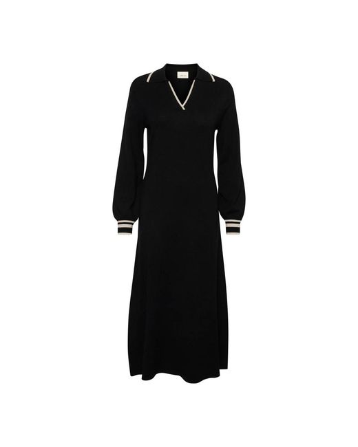 Cream Black Knitted Dresses