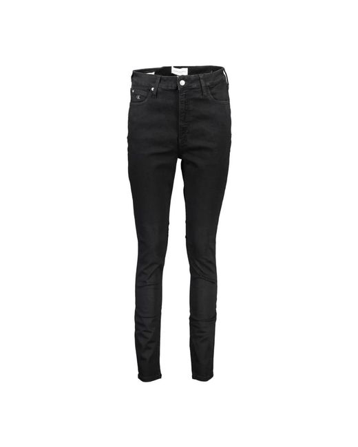Jeans in cotone neri ricamati moda donna di Calvin Klein in Black