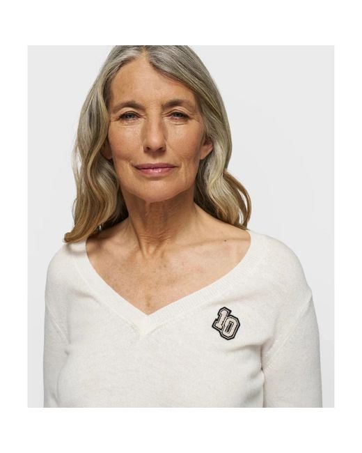10Days White V-Neck Knitwear