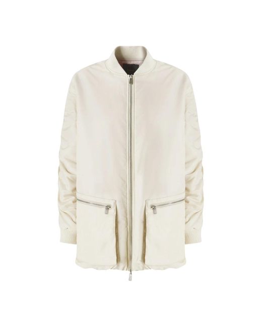 Pinko White Technische Satinjacke Mit Doppelreißverschluss