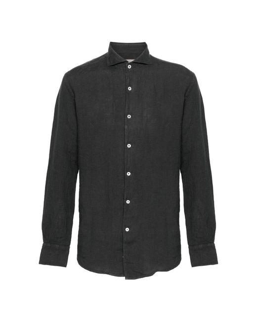 Camicia in lino made in italy di Canali in Black da Uomo