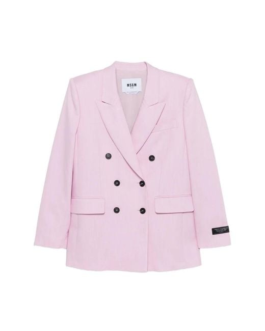 MSGM Pink Zweireihiger Blazer Mit Steigendem Revers