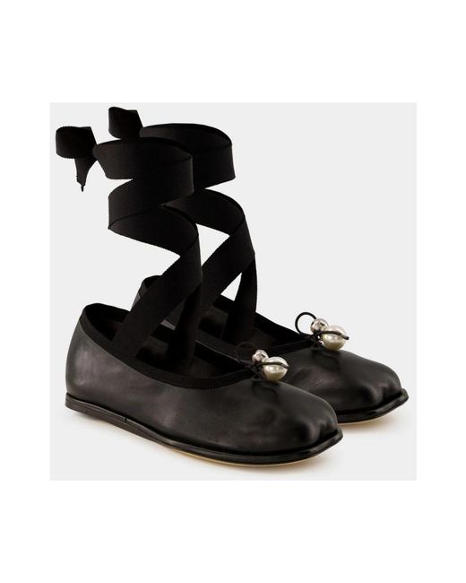 Simone Rocha Schoenen ,Zwart ,Leer Zwarte Leren Heart Toe Ballerina in het Black