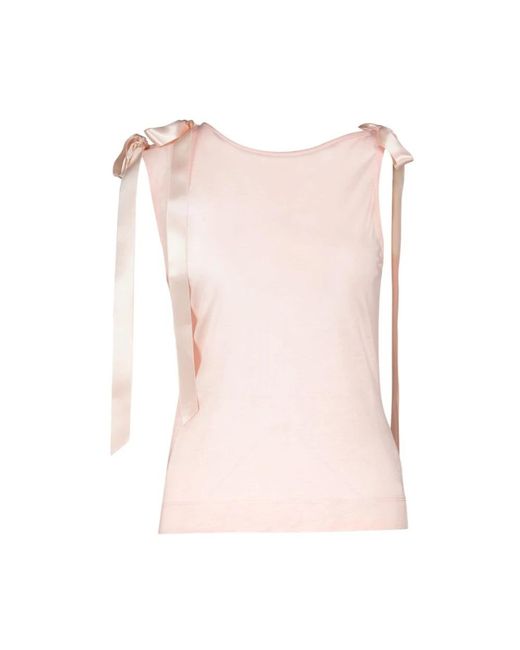 Simone Rocha Bow Ribbon Tail Tank in het Pink