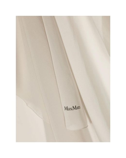Max Mara Natural Logo print silk scarf