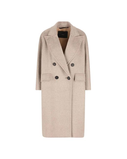 Max Mara Jassen ,Wol Jas Met Rode Details in het Natural