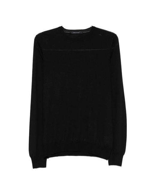 Tagliatore Black Round-Neck Knitwear for men
