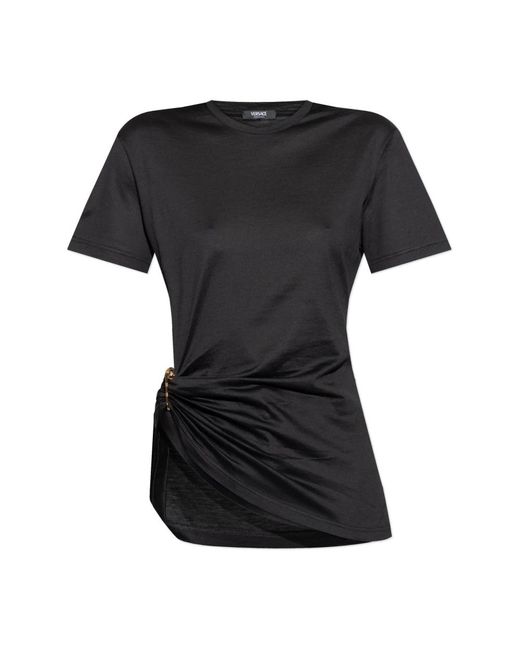 Versace Black T-Shirt Mit Dekorativer Sicherheitsnadel