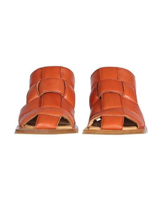 Miista Orange Heeled Mules
