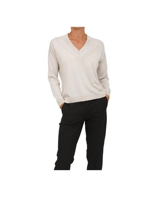 Anna Molinari Gray V-Neck Knitwear