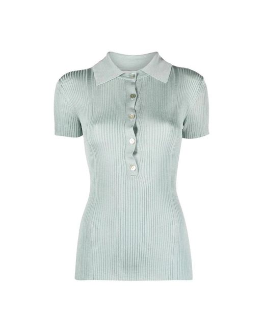 Aeron Blauwe Geribbelde Poloshirt in het Green