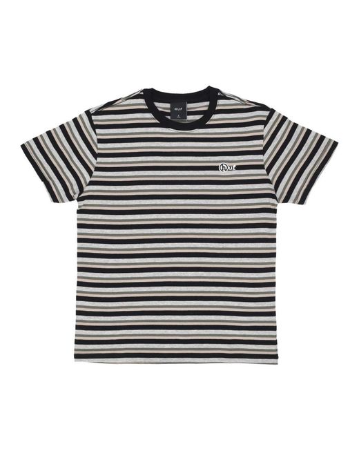 Huf Tops ,Veelkleurig ,Katoen Gestreepte Gebreide Top Crème T-Shirt in het Black voor heren