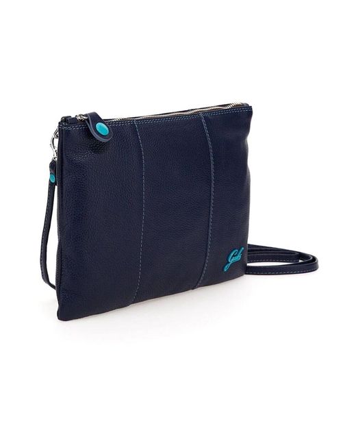 Gabs Blue Blaue Leder Beyonce Clutch Mit Verstellbarem Riemen