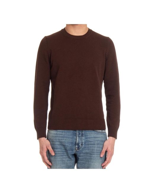 Drumohr Brown Round-Neck Knitwear for men