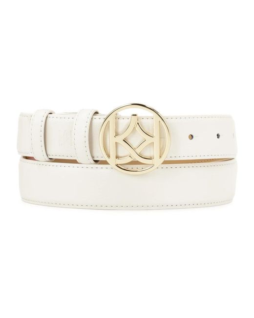 Kazar Accessoires ,Wit ,Leer Witte Gladde Riem Met Ronde Gesp in het White