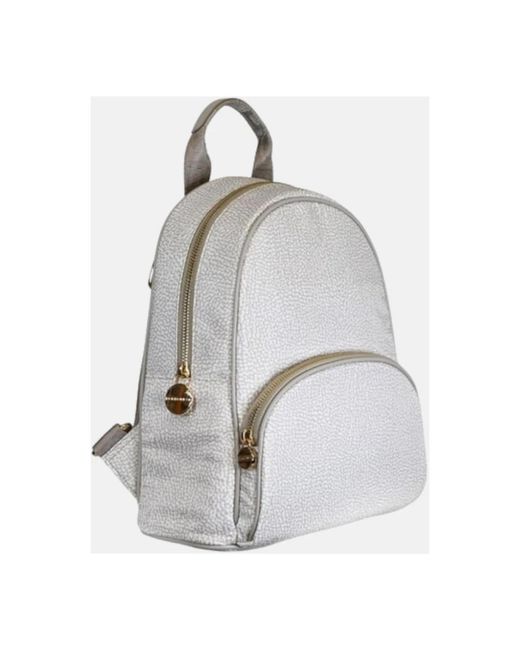 Borbonese Tassen ,Wit ,Leer Backpack Medium in het Gray