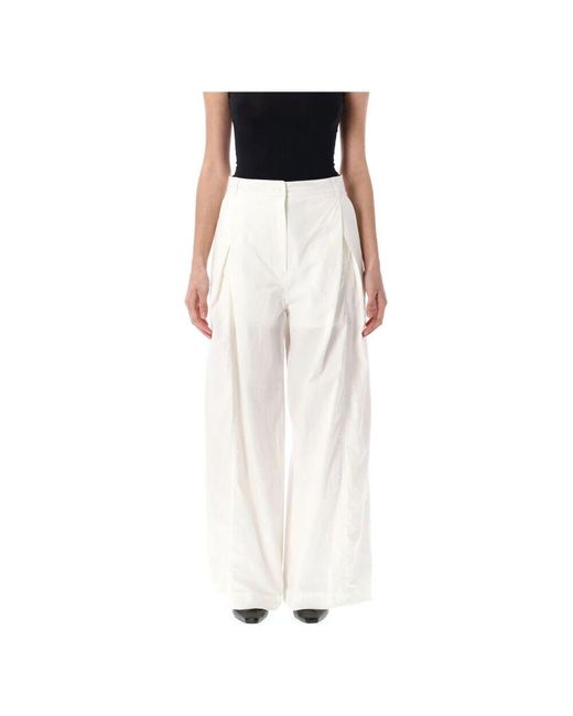 Low Classic White Weiße Weite Bein Baumwollhose