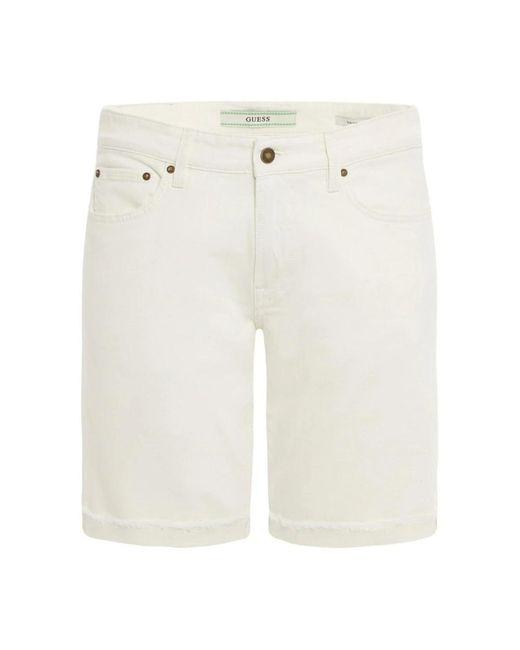 Guess Stretch hanf bermuda jeans in White für Herren