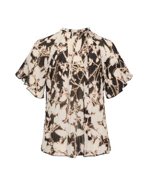 Inwear Overhemden ,Veelkleurig ,Polyester Zwart Silhouet Bloemen Top Blouse in het Natural